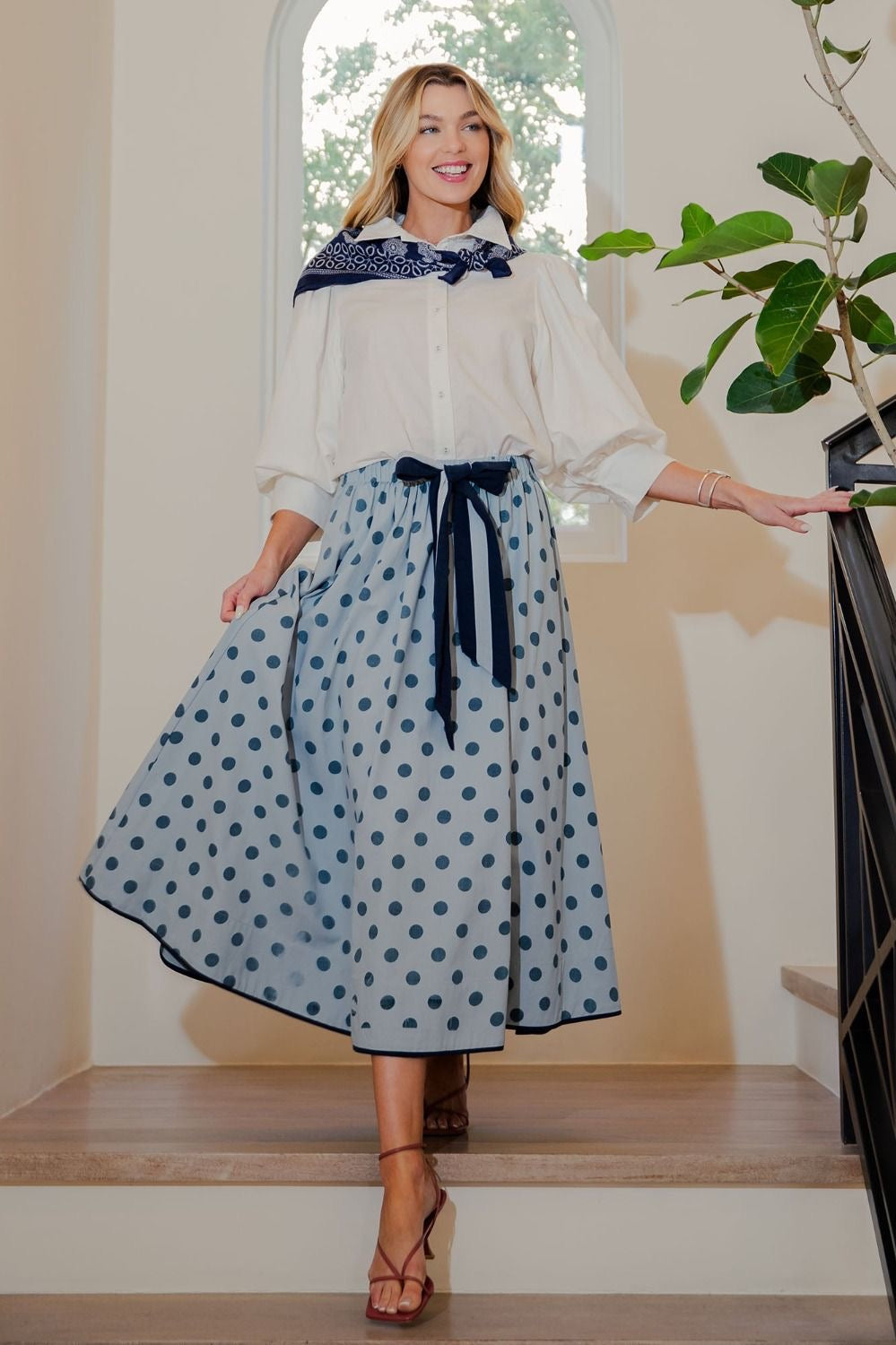 Linen Polka Dot Skirt