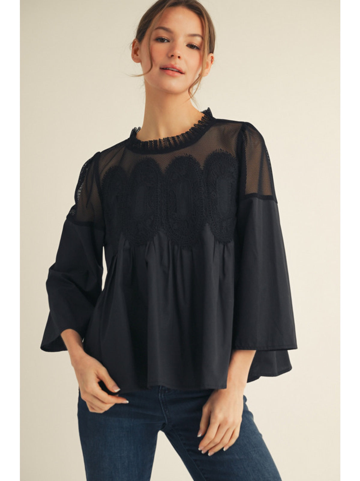 Mesh Contrast Top