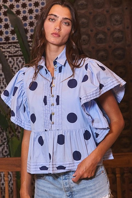 Polka Dot Ruffled Top