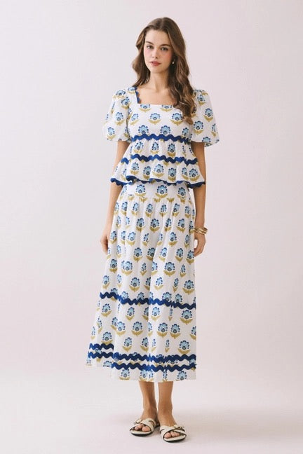 Floral Ruffle Skirt Set