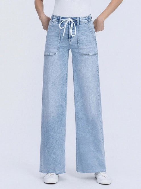 Drawstring Wide Leg Jean