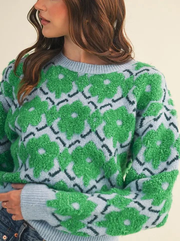 Textured Floral Sweater