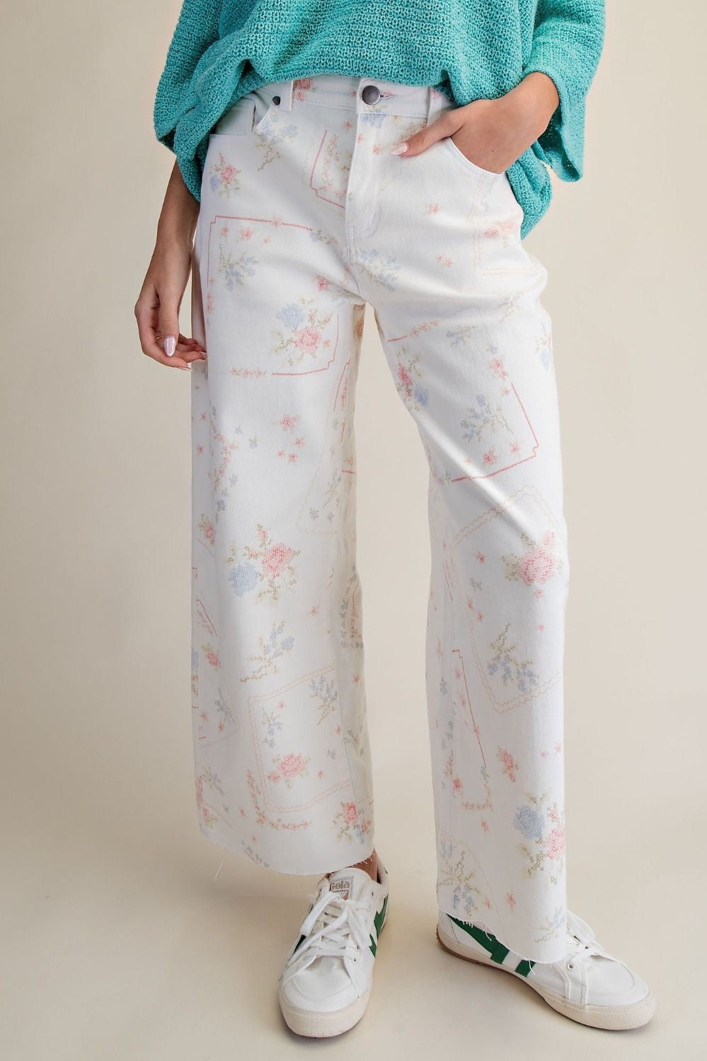 Floral Print Jeans