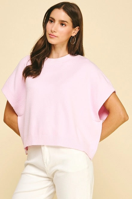 Drop Shoulder Short Sleeve Sweater