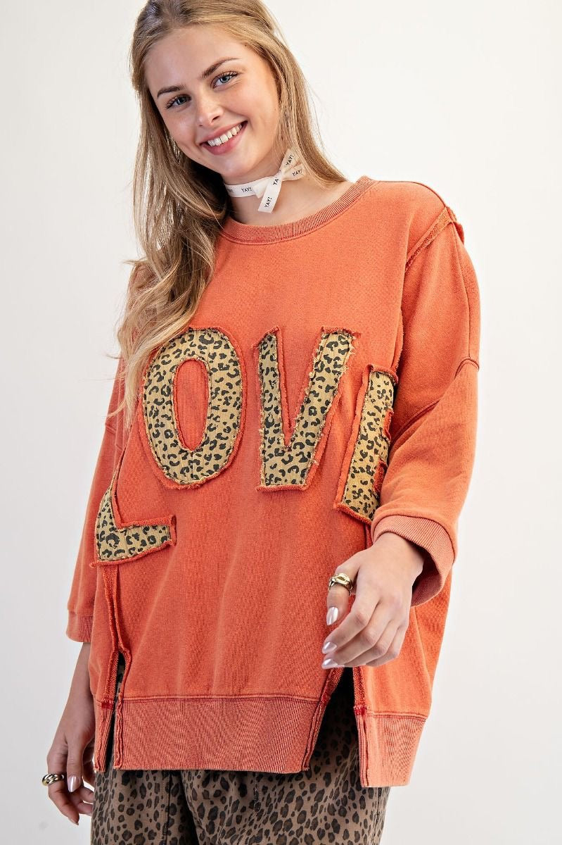Love Patch Washed Terry Pullover