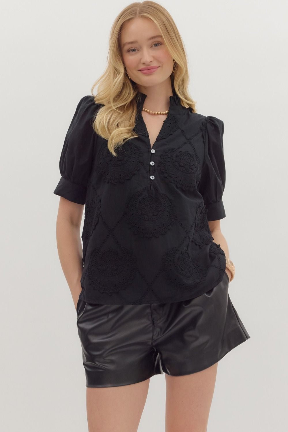 Black Embroidered Top
