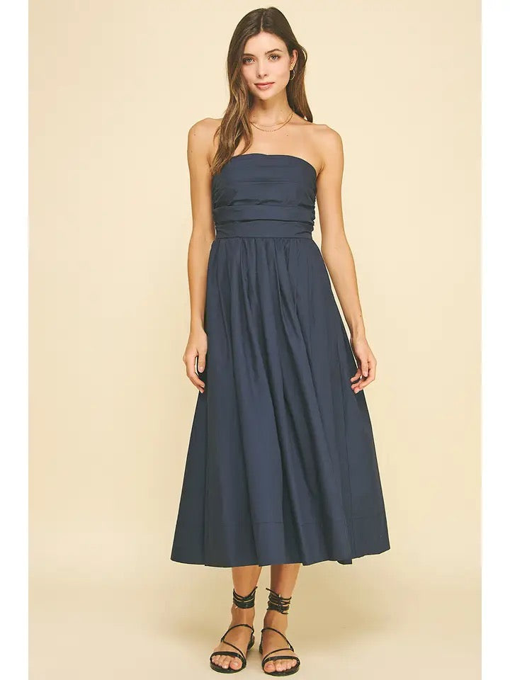 Navy Strapless Dress