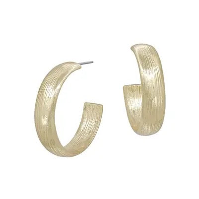 Textured Worn Gold 1.5" Hoop Earring