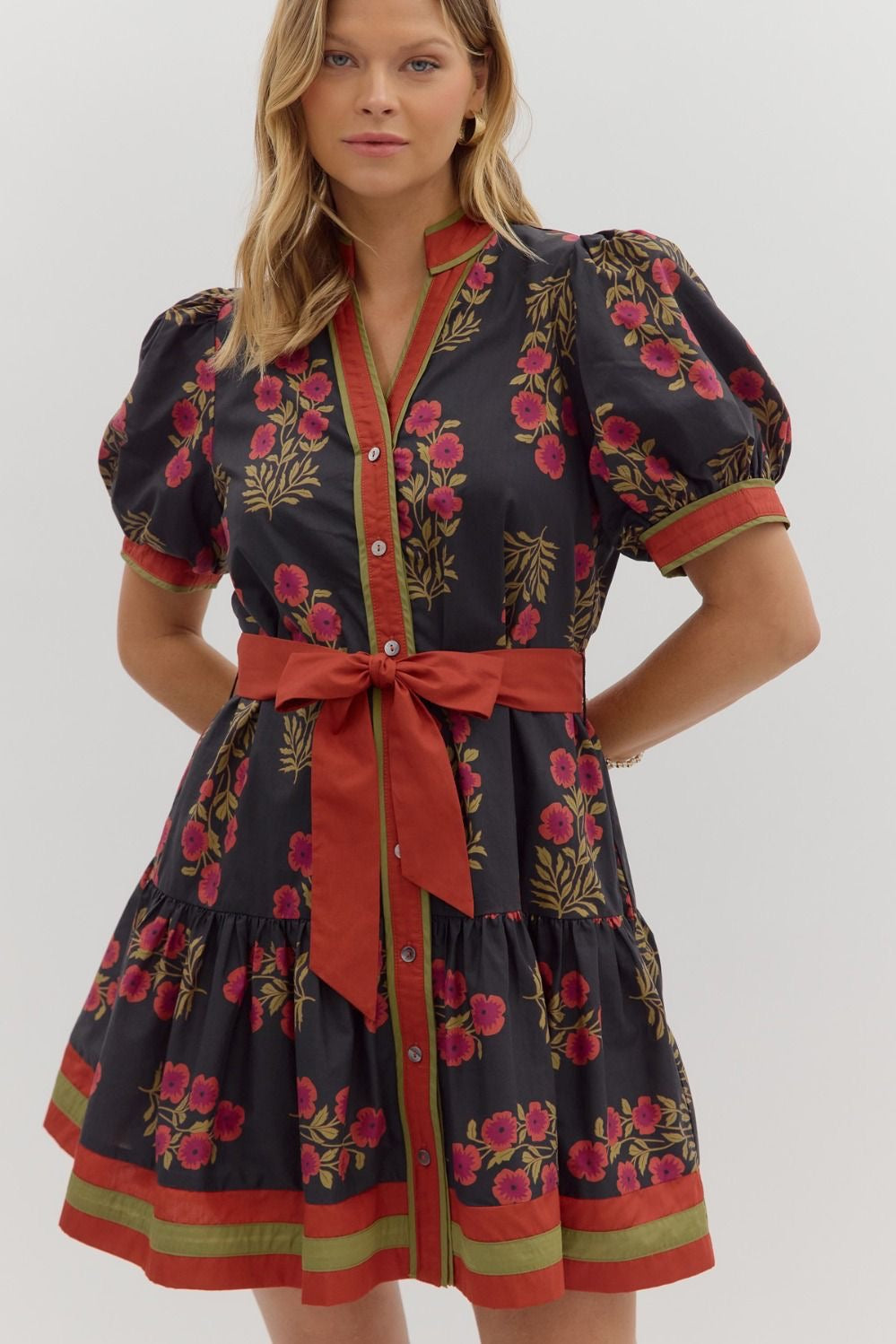 Belted Floral Dress