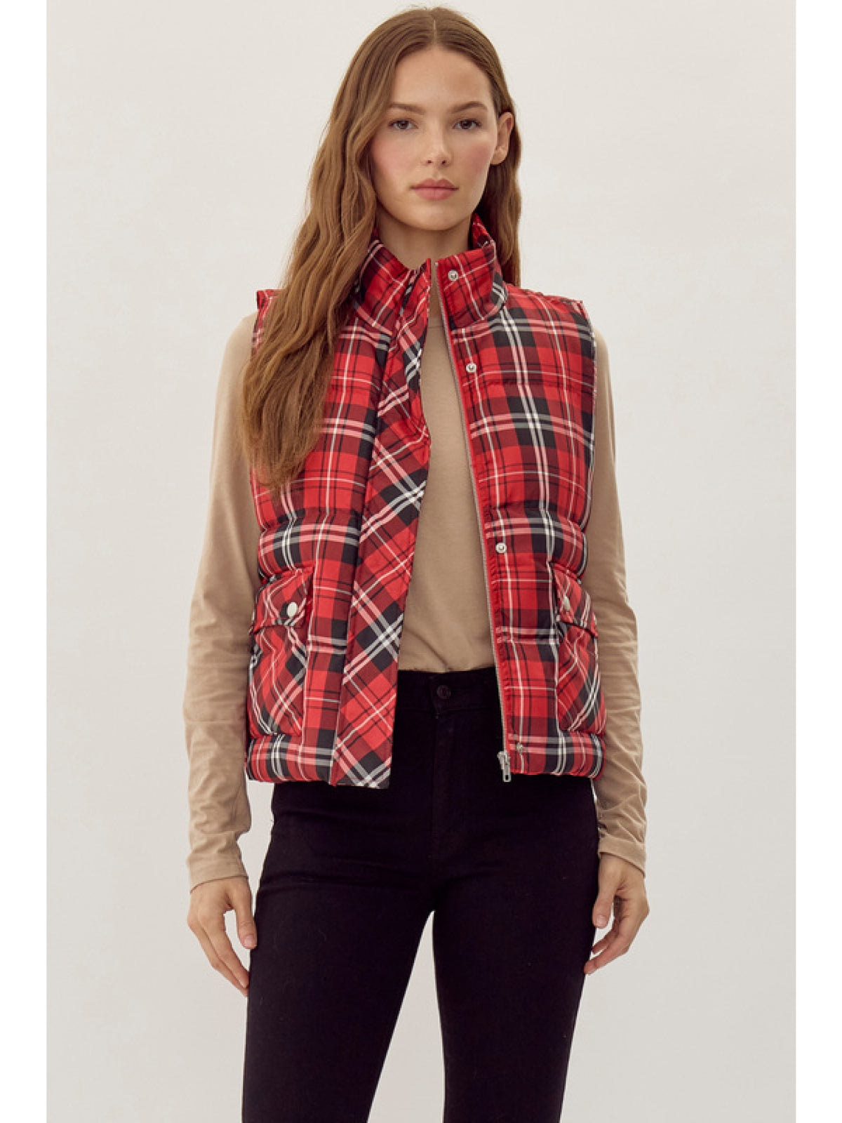 Plaid Puffer Vest