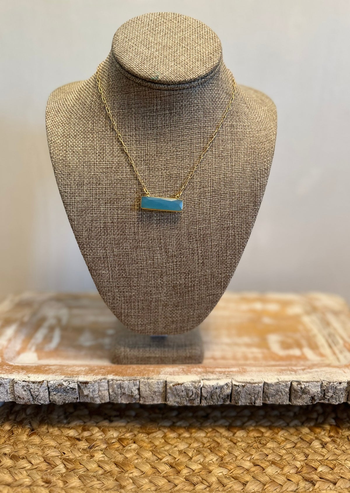 Kitzi Gold Link & Horizontal Stone Necklace