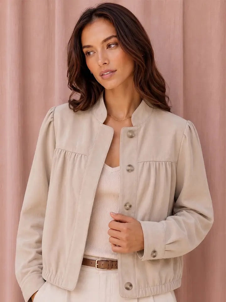 Faux Suede Bomber Jacket