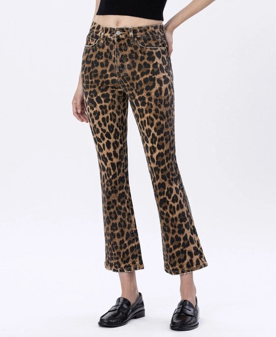 Lovervet Leopard Print Kick Flare Jeans