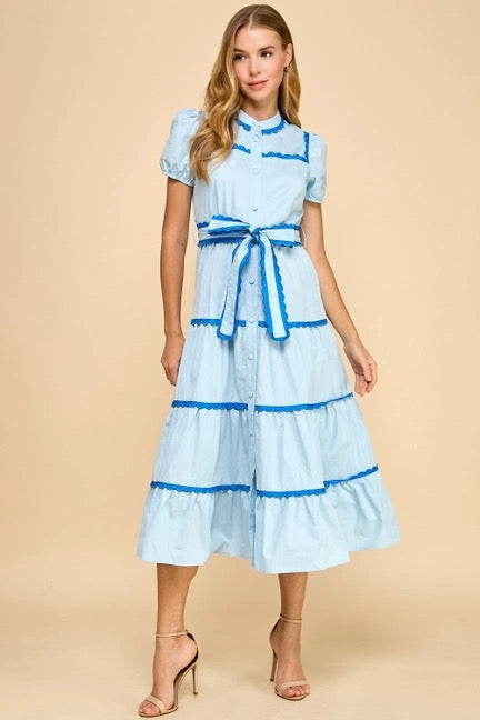 Scalloped Detail Midi Dress