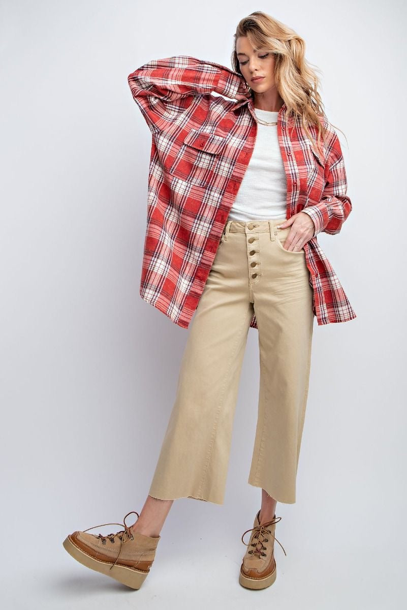 Easel Button Front Twill Pant