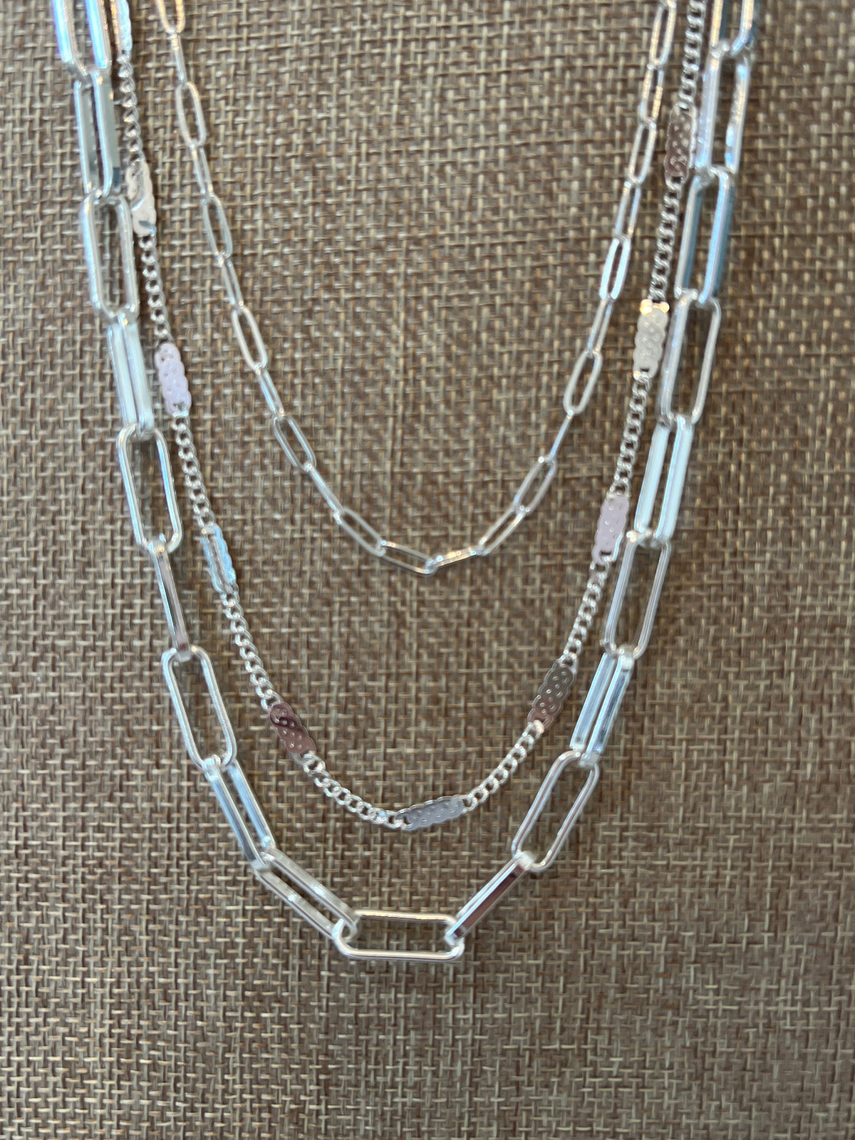 Silver three layered necklace