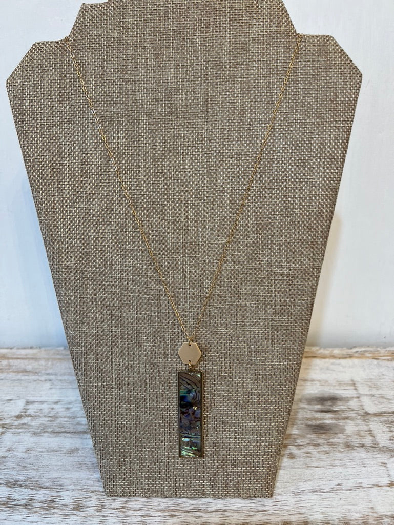 Hexagon and Rectangle Shell Necklace