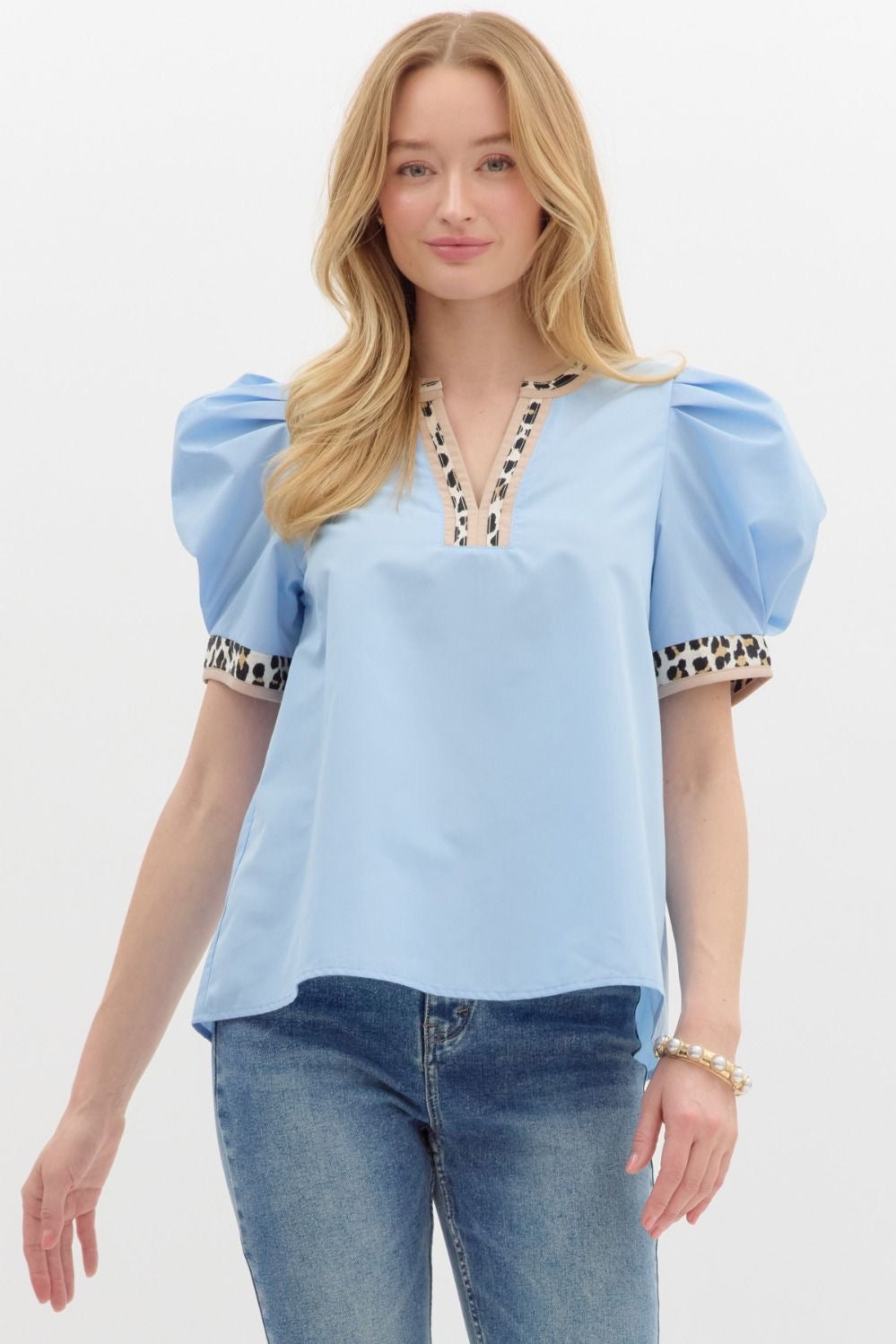 Pullover Top with Leopard Accent