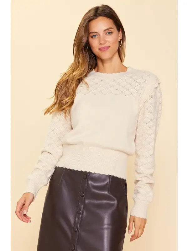 Long Sleeve Pointelle Sweater