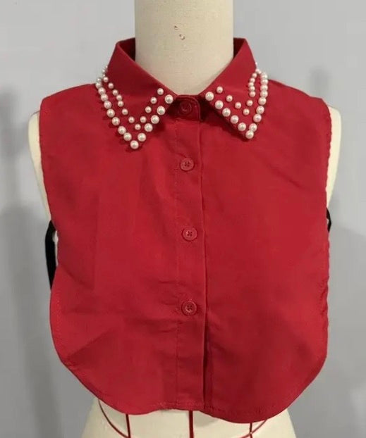 Pearl Studded Shirt Collar