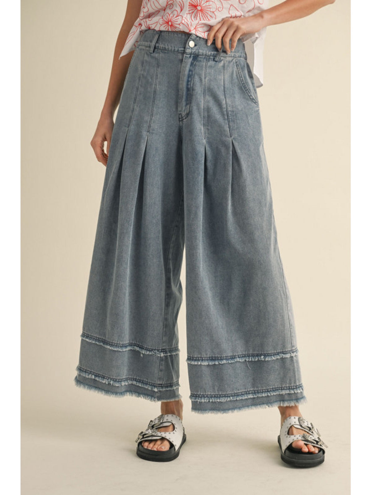 Wide Leg Denim Pants