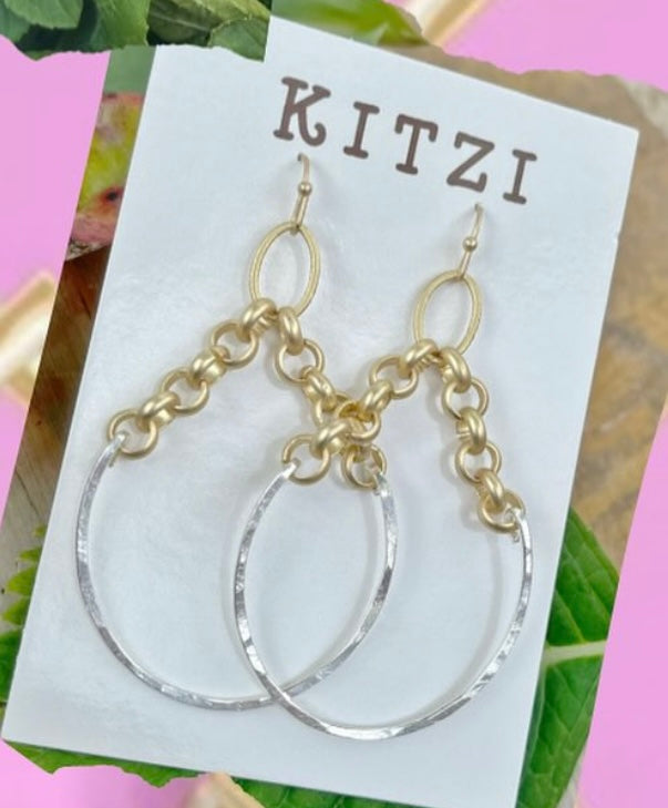 Kitzi Hoop Earrings with Gold Chain 330