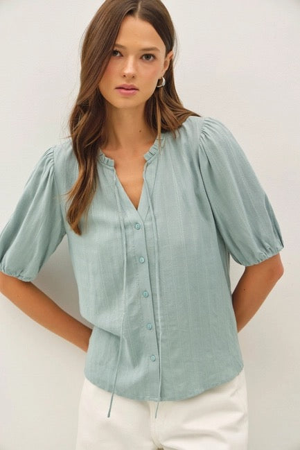 Textured Tie Blouse