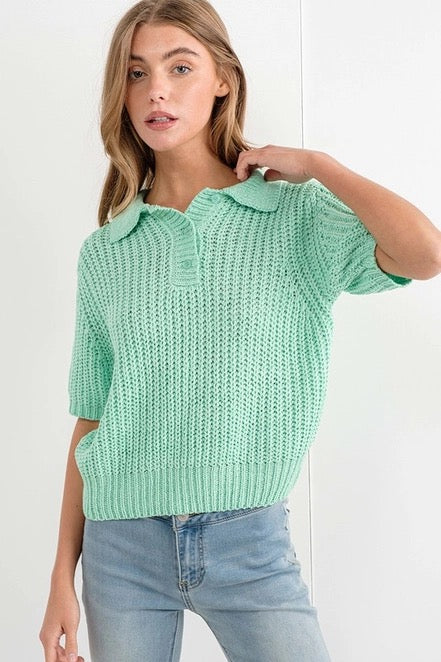 Mint Short Sleeve Sweater